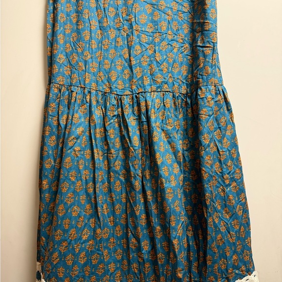 NWT Luna Moon Maxi Skirt Set 2pc Teal Peasant Crocheted Ruffled Boho - Medium - Picture 2 of 7
